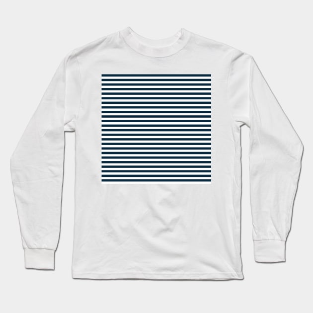 Navy Blue Nautical Lines Long Sleeve T-Shirt by Peter the T-Shirt Dude